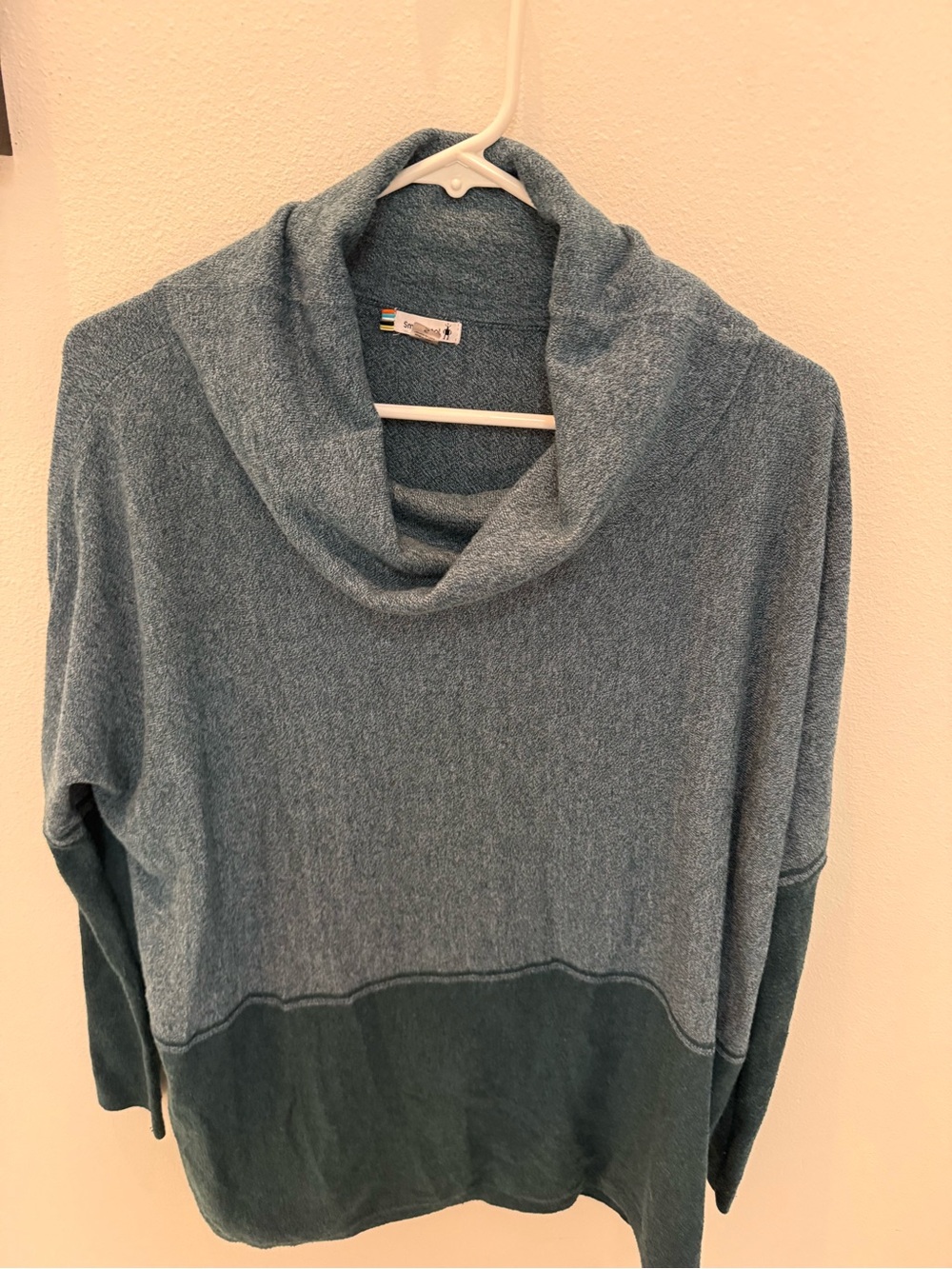 Smartwool Teal Two-Tone Cowl Neck Sweater